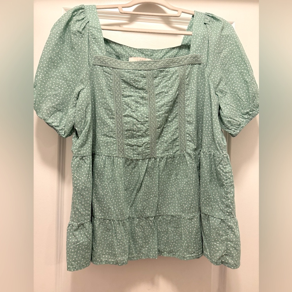 Green Polka Dot Women's Top